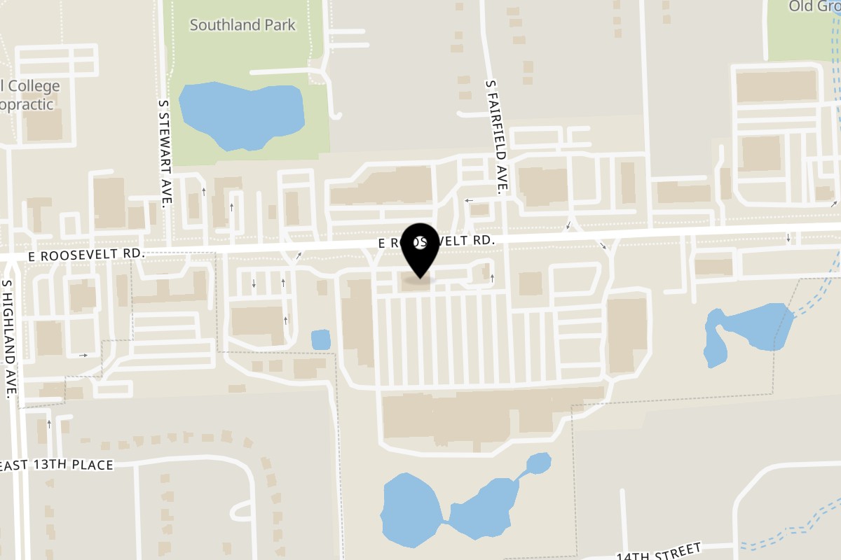 Map showing the location of CHI TEA Lombard on 413 E Roosevelt Rd in Lombard